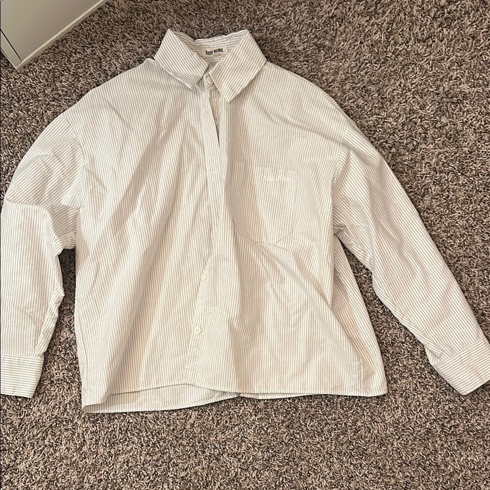 NWOT Djerf Avenue Striped Button-Up Shirt